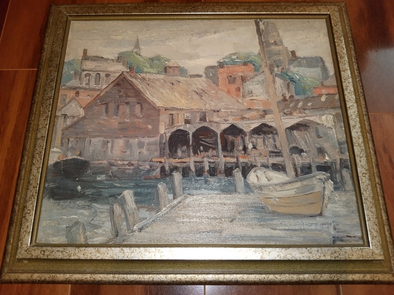 «Entry Wharf» Gloucester, Mass / Original Oil Painting By Ivan Summers -New York