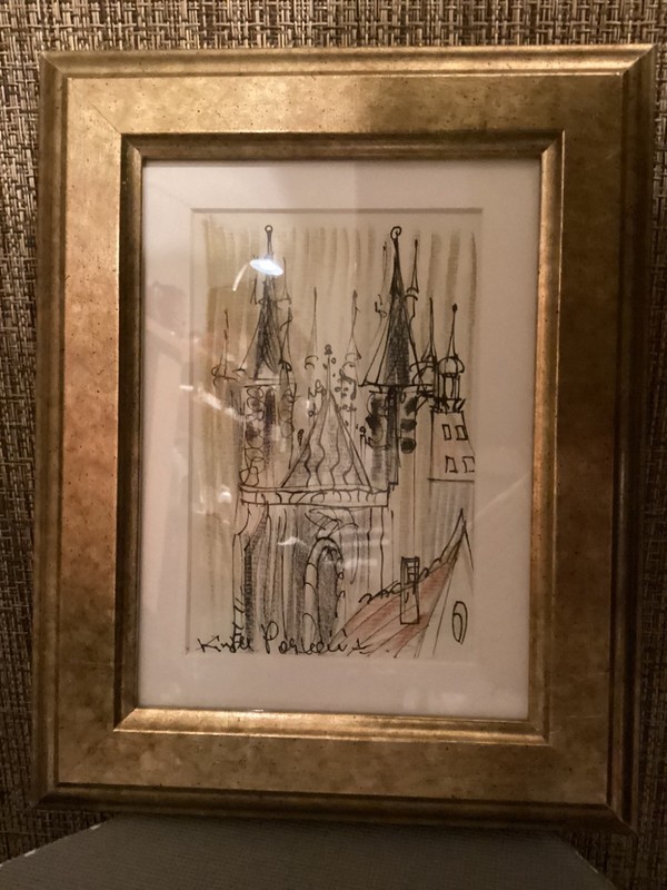 Original Miniature Ink Drawing Golden Dream of Prague by Kirill Postovit 5x7 gallery