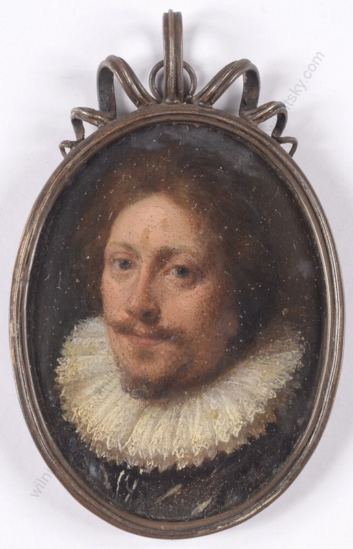 «Portrait of a gentleman» superb quality Dutch oil on copper miniature, 16 c (m)