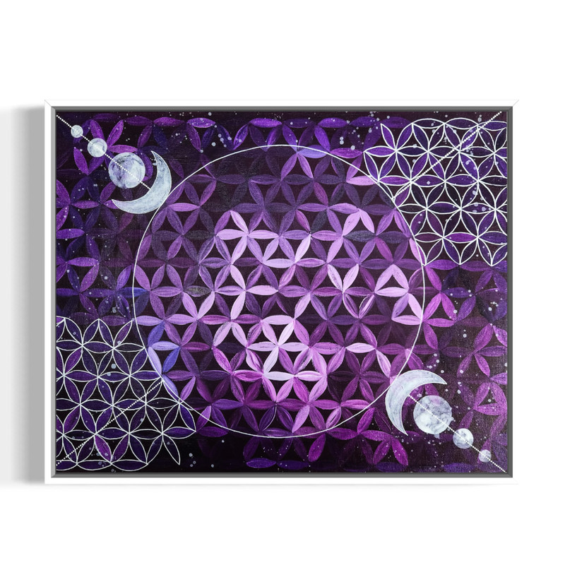Original Mandala Flower of Life Painting 16×20 Signed Canvas
