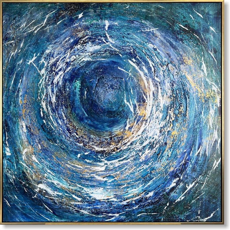 Original Blue Paintings On Canvas, Modern Ocean Oil Painting, Contemporary Art