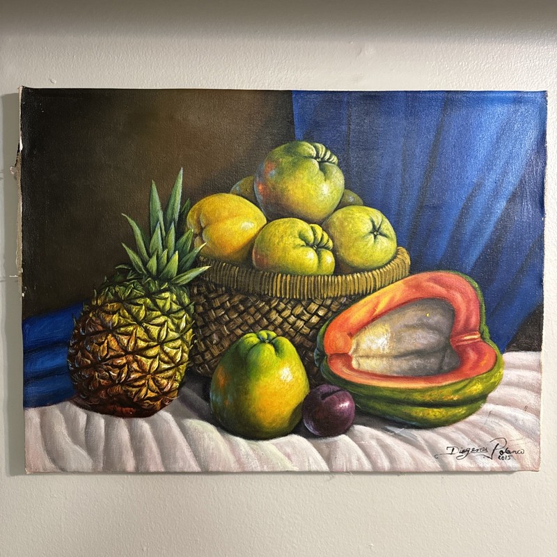 Original Signed Diogenes Polanco 2015 Tropical Fruit Still Life Painting
