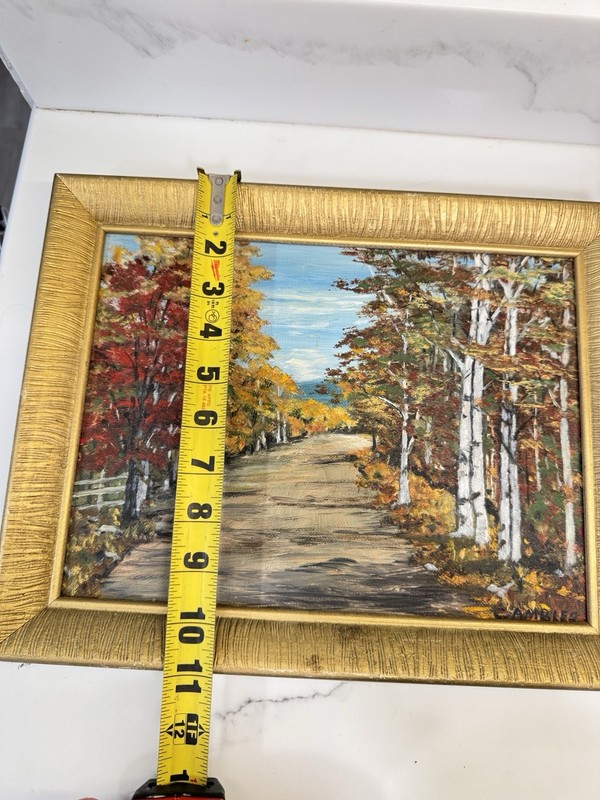 Vintage Fall Foliage Trees Landscape Oil Acrylic Painting Signed Art Framed gallery