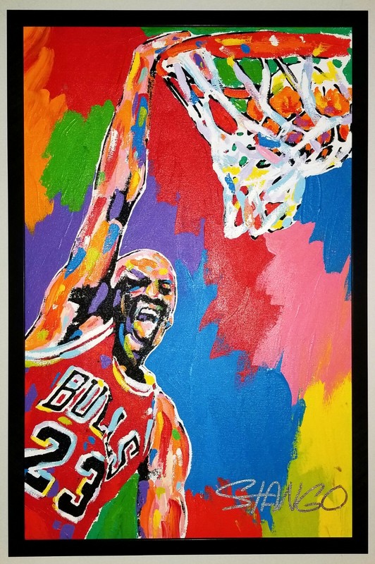 JOHN STANGO Signed Original MICHAEL JORDAN Dunk 18×28 Pop Art Canvas Painting