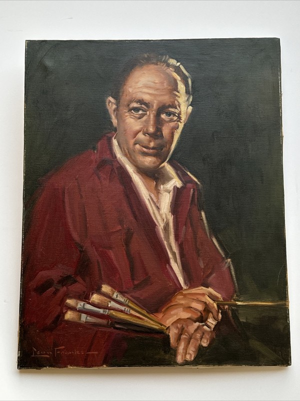 LEON FRANKS PAINTING SELF PORTRAIT FINEST OIL 24 BY 30 INCHES LISTED FAMOUS ART