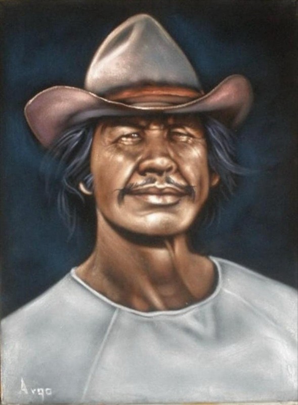 Charles Bronson badass cowboy legend black velvet oil painting art