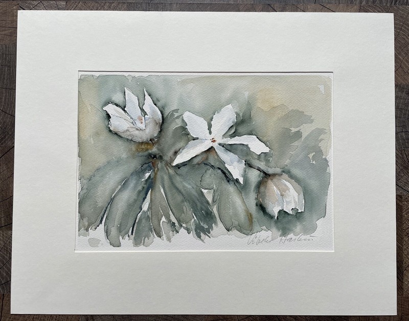 Unknown Expressionist Modern Watercolor Flower Still Life Signed gallery