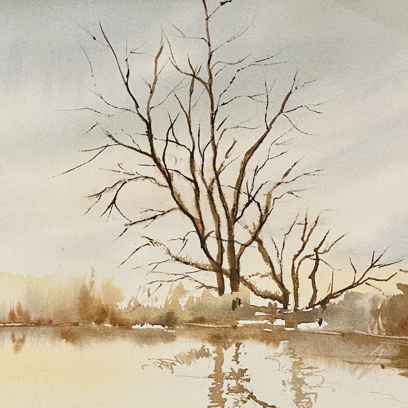 Charlotte W Alexander Coastal Landscape Painting “The John Boat”Watercolor 27” gallery