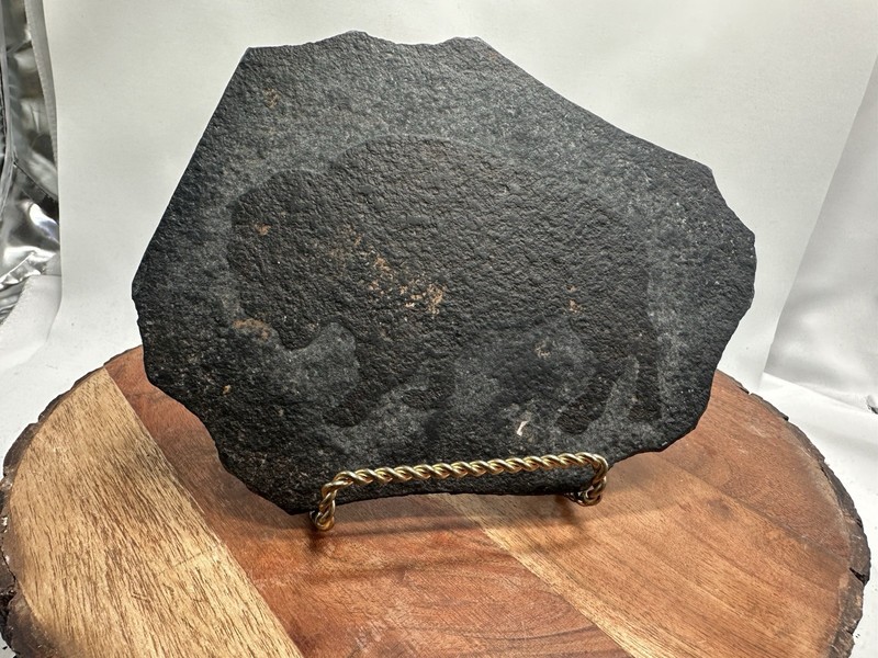 Charcoal Slate Buffalo Bison Design Trivet Shelf Sitter Paperweight