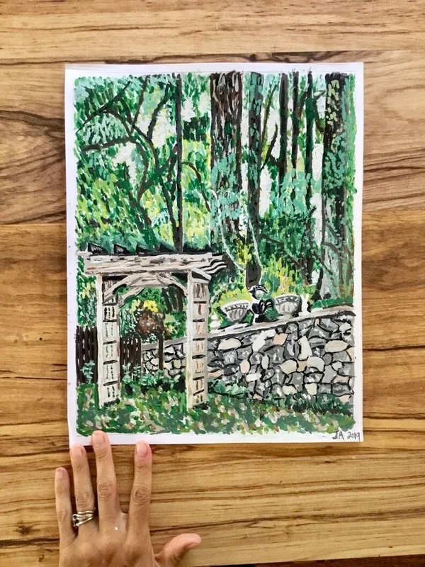 Authentic painting print by local artist Garden Arbor 11” x 14” new gallery