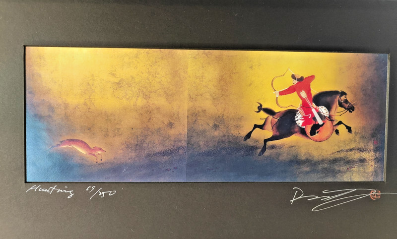 Mongolian Asian Horseman Limited Edition Signed ' Hunting' gallery