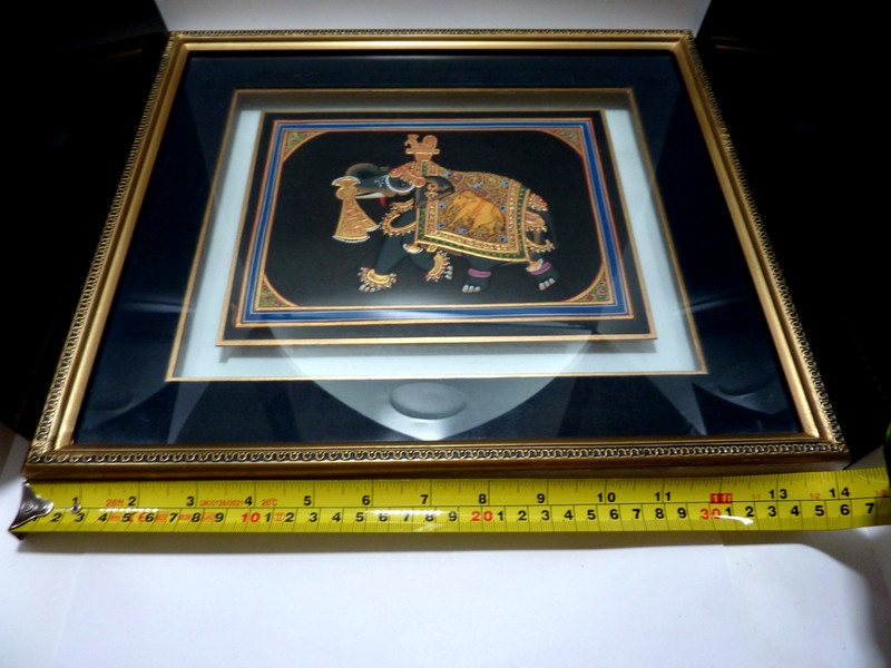 India Mughal Golden Royal Miniature Elephant Handmade Art Work GOLD Painting gallery