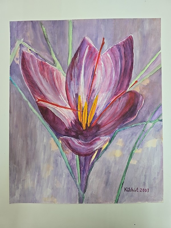 Watercolour Painting on Cardboard Flower 2-Size 60cmx50cm by KÜHHIRT 2001-No Frame gallery