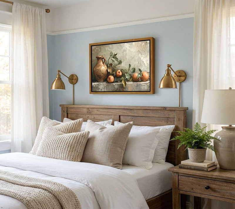Floating Framed Vintage Kitchen Canvas Wall Art, Rustic Still Life Oil Painting gallery