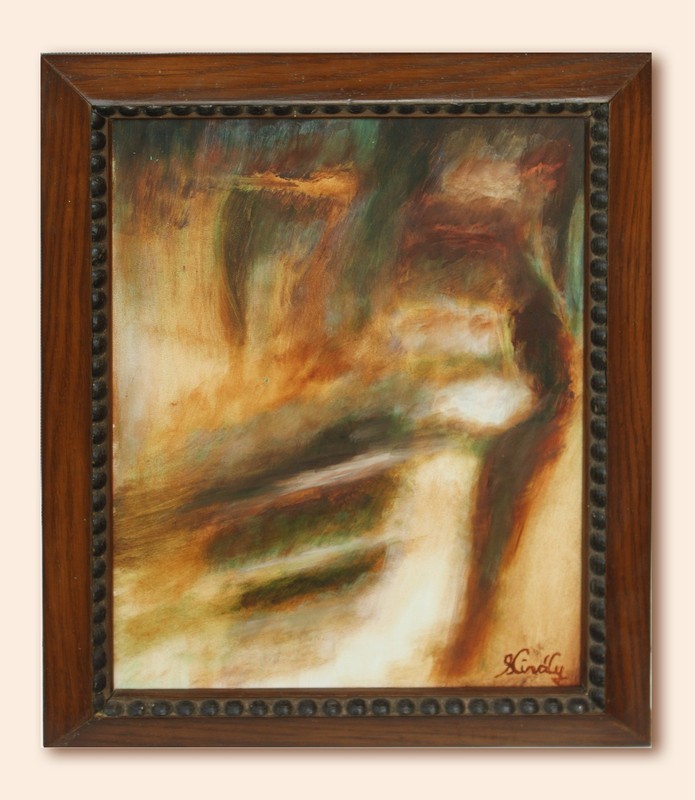 Signed «Incubus» Oil painting on fibreboard Exciting atmosphere works in Frame