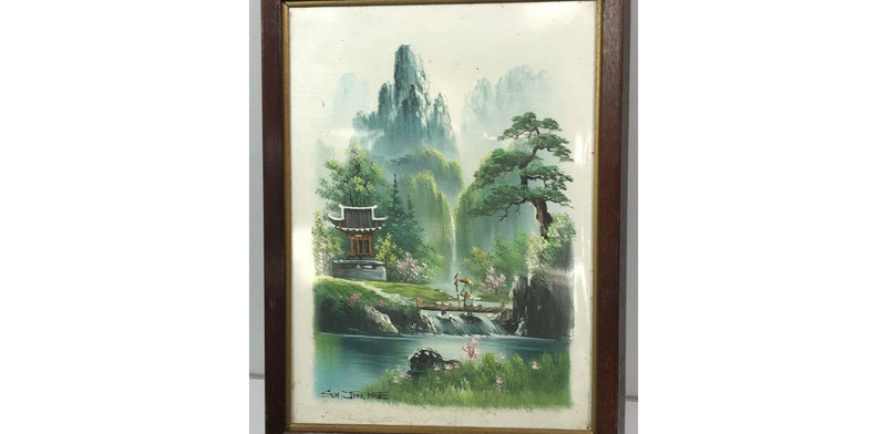 2 Original Oil Paintings Signed by Artist SUH JIN HEE Summer Landscape Framed