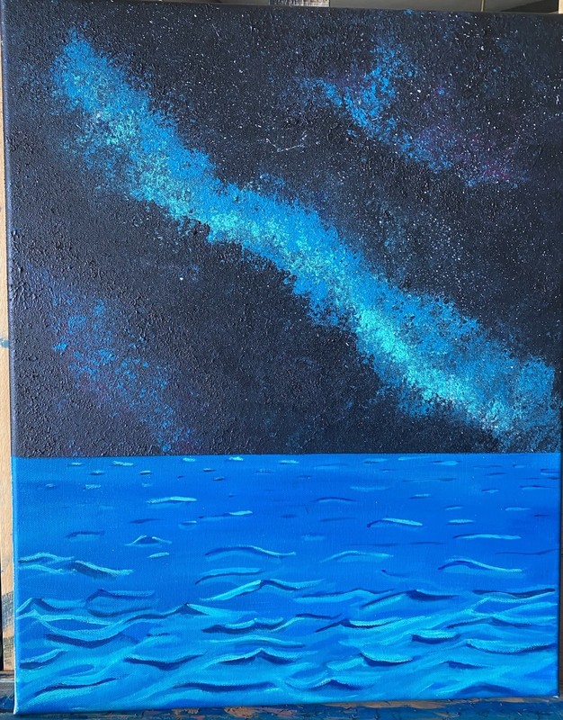 Kristen Cathey Original Signed Abstract Seascape “Night Sky” 20in x 24in