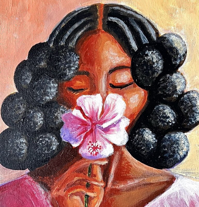 Floral Woman African Painting 16 X 20 Art gallery