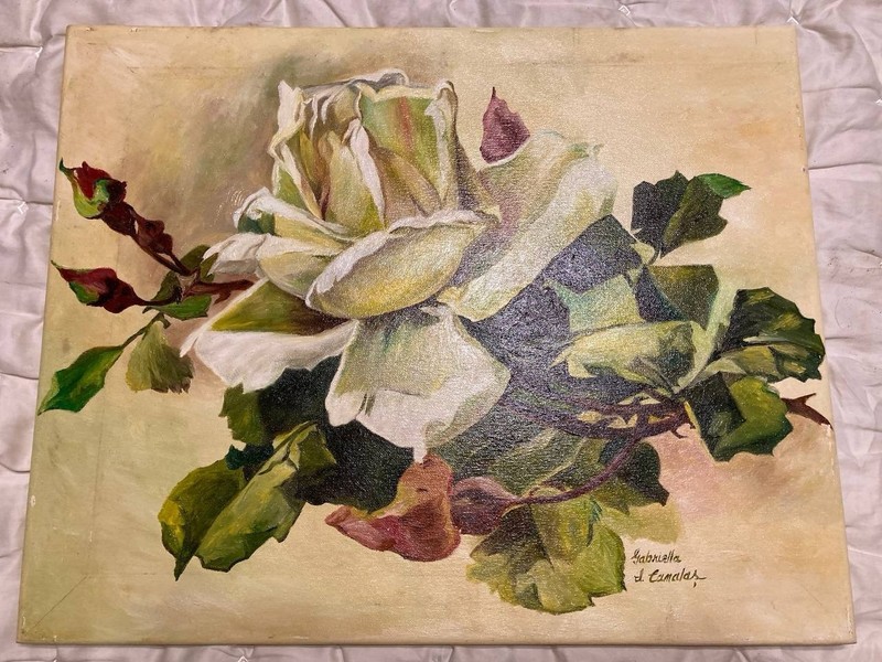 Original Oil Painting Roses By Gabriela Canalas