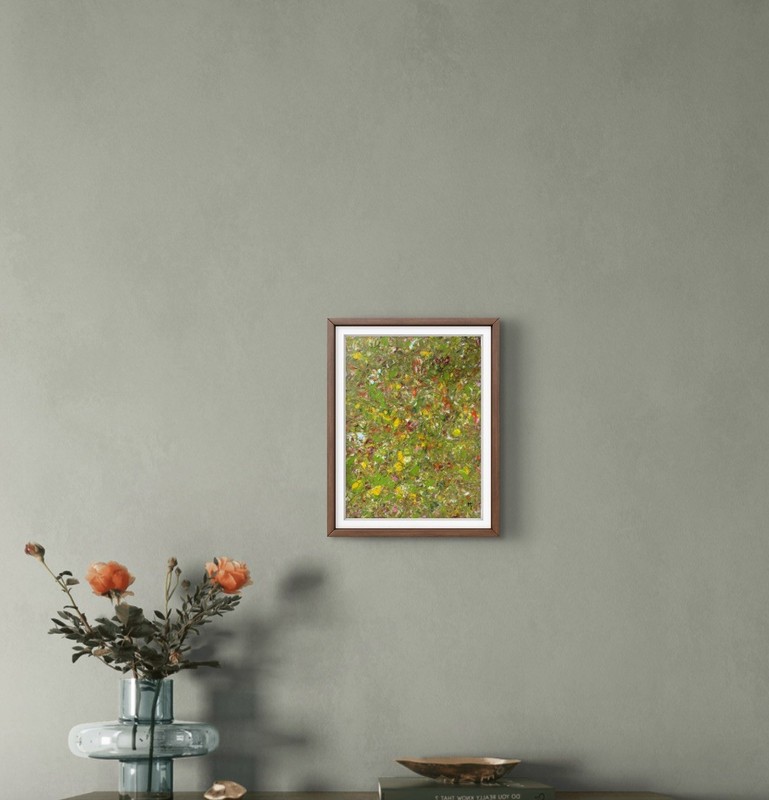 Original Abstract Painting on Paper, Green, Gold, Earthtones, Neutral Wall Art gallery