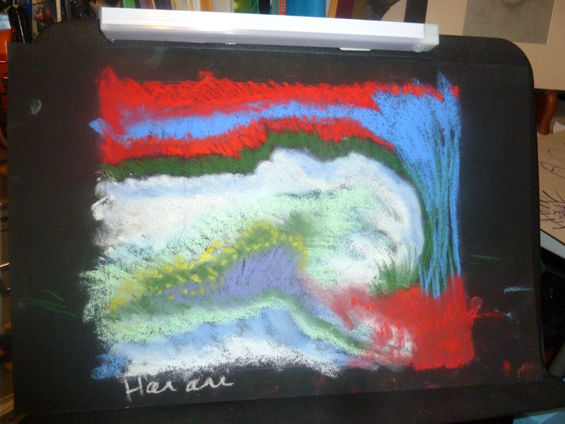 Hananiah Harari Original Abstract Pastel & Chalk on Paper