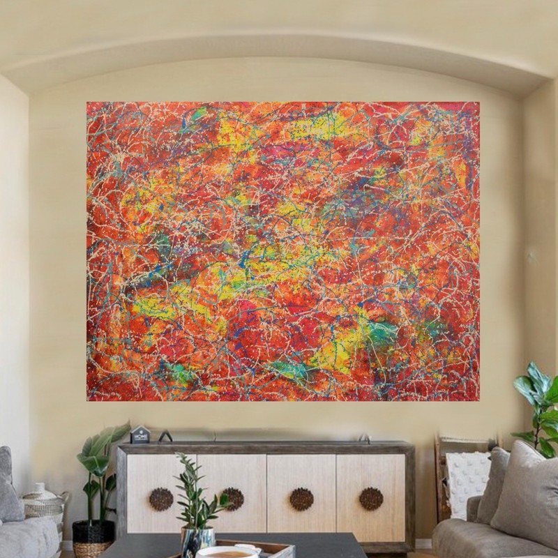 Jackson Pollock Style Giant Canvas Painting 84”X62” (7 Foot) Abstract Modern XL gallery