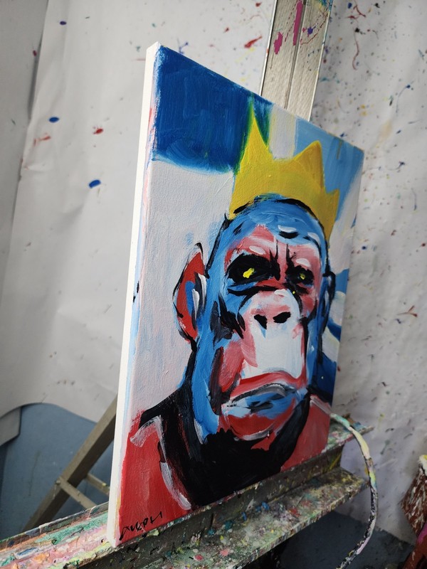 Original Abstract Painting Gorilla Canvas Neo Expressionist Fine Art Decor 11x14 gallery