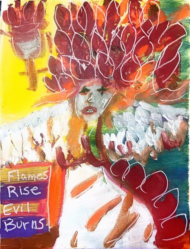 Series 14 X 11 in «Flame Angel”Acrylic Canvas Art Modern Expressionist Neo