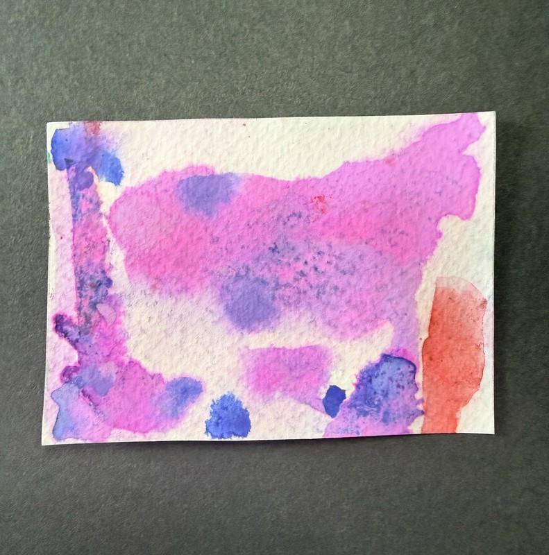 ACEO Original Abstract Watercolor Signed By Veronica Lee/ beks_and_lo/KITTY