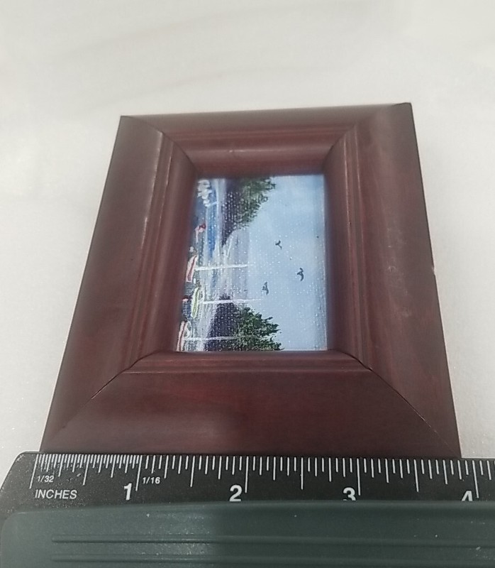 Oil On Cardboard Signed 4" X 5" on Wooden Frame Painting gallery