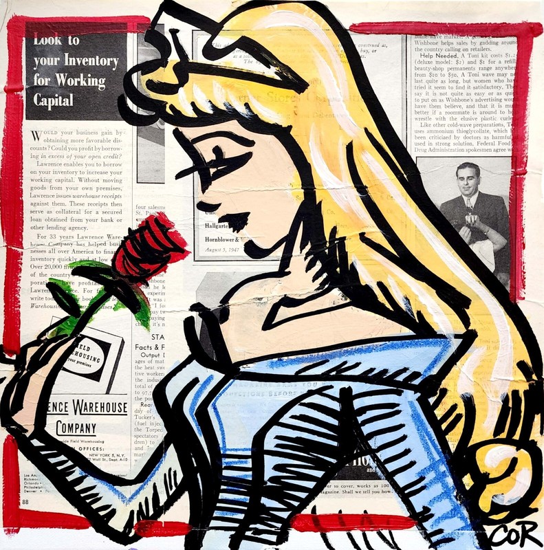 CORBELLIC EXPRESSIONISM 12X12 PRINCESS ROSES HANDMADE SIGN COLORFUL ART PAINTING