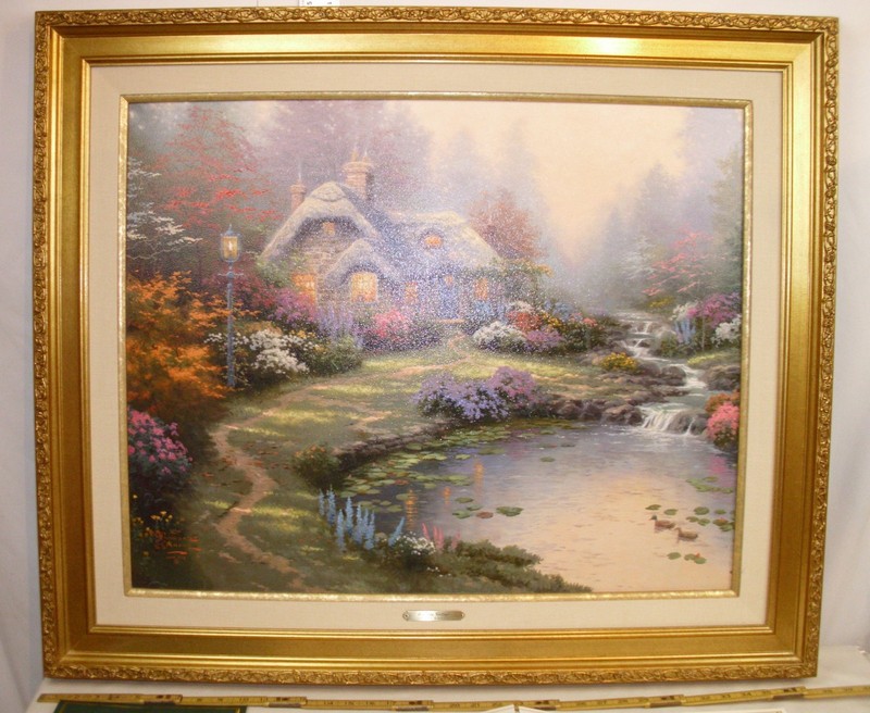 THOMAS KINKADE EVERETT’S COTTAGE PAINTING 24″X30″ WITH COA FRAMED SIGNED