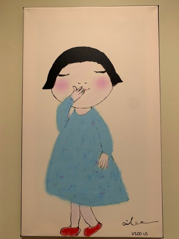 A Turquoise Girl with Red Shoes, original, 20x12" Limited Edition gallery