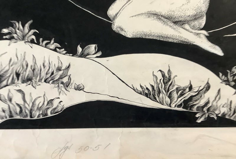 Maggie Hollands. Untitled, ca 1972. Original art. Ink on cardboard. gallery