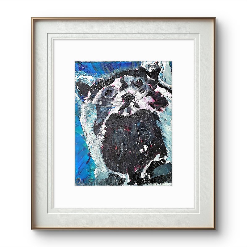 Raccoon Unique Abstract Expressionism Wall Art 11x14 Canvas