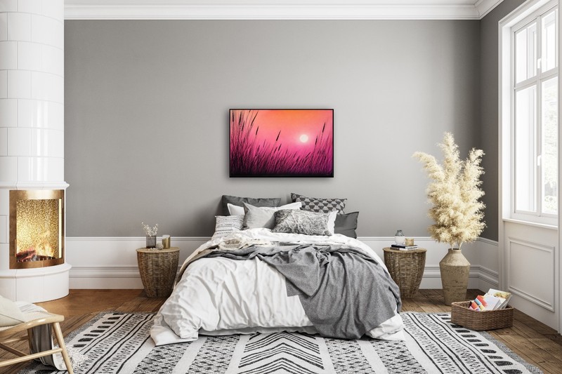 Original Art Sunset Painting "Timeless Tranquility" by Justin Strom Framed Paint gallery