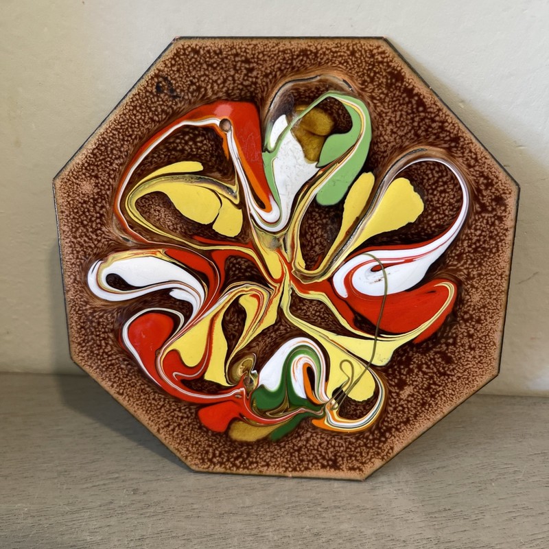 Vintage Hand decorated painting On Metal Holland Random 3.5” X 3.5”