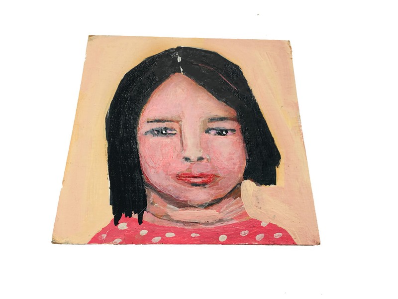 Miniature Acrylic Unique Woman Portrait Painting Original 4x4 Art Miz Katie gallery