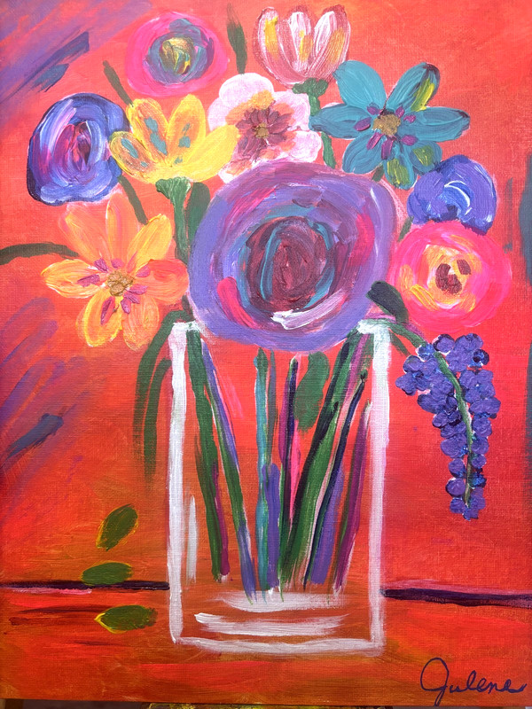 Blazing Florals: Original Painting, Abstract Flowers 11×14 Home Decor
