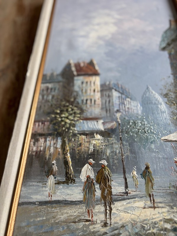 Original Caroline Burnett Parisian Street Scene Unframed Signed gallery