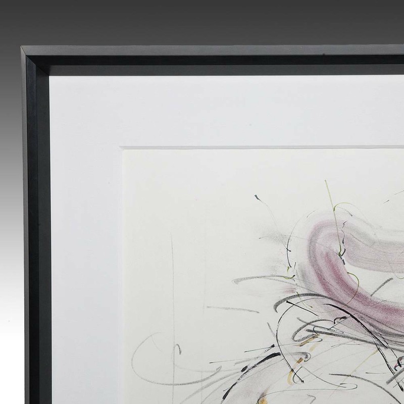 MICHAEL MILLER MIXED MEDIA "SMILE WAVE" ARCHES PAPER C.1975 SIGNED FRAMED gallery
