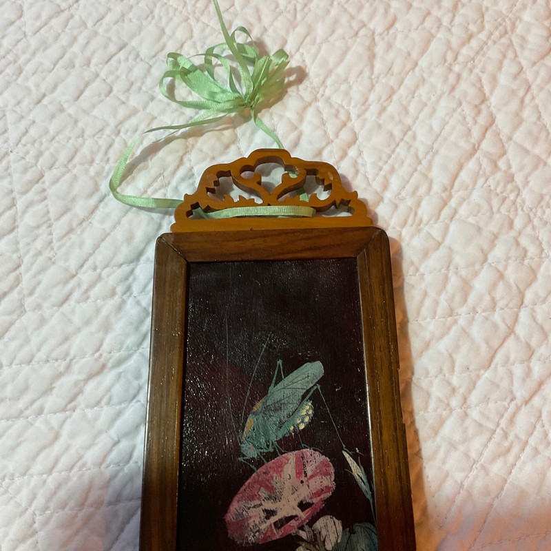 Small two sided Asian painting, original handpainted, flowers, floral birds gallery