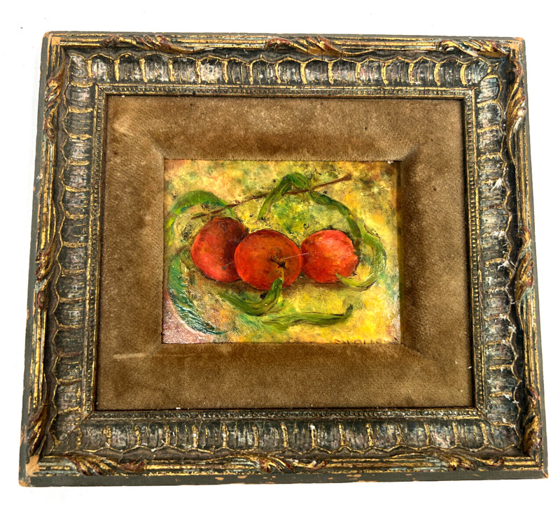 vtg Trio of Apples Oil Painting by Erma Blasdel Nixon Belle Plain KS LOVELY