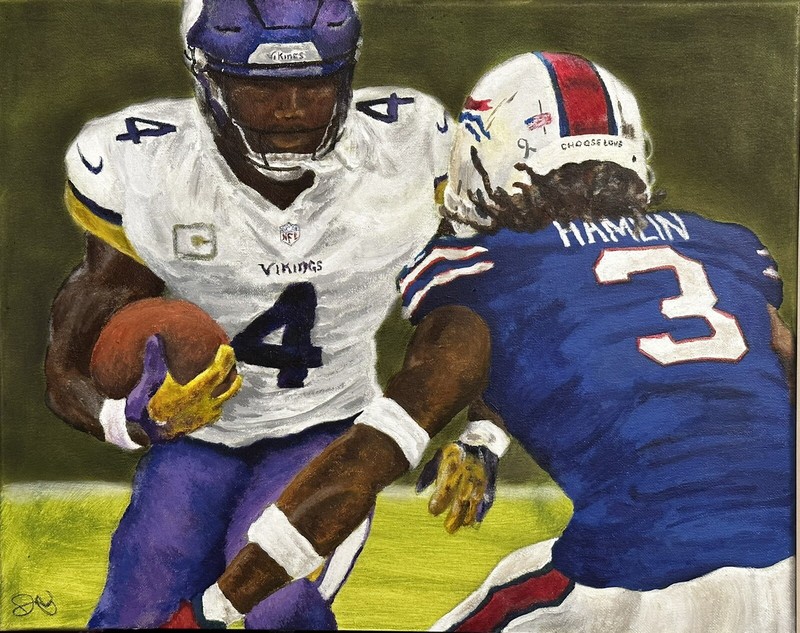 Dalvin Cook Damar Hamlin Acrylic and Charcoal Artwork. Original artwork.