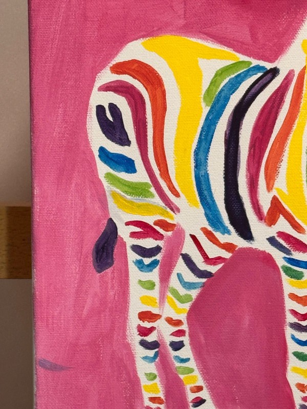 Rainbow Zebra 12 x 16” Modern Colorful Painting Acrylic on Canvas Child's Room gallery