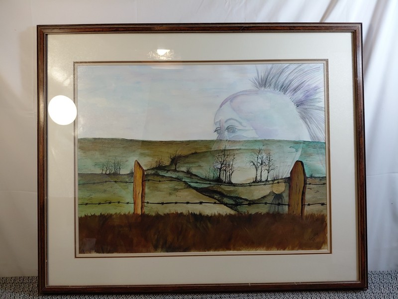 Woolley (1983) Native-Inspired Watercolor 30×25 Frame Gary R. Lucy Gallery