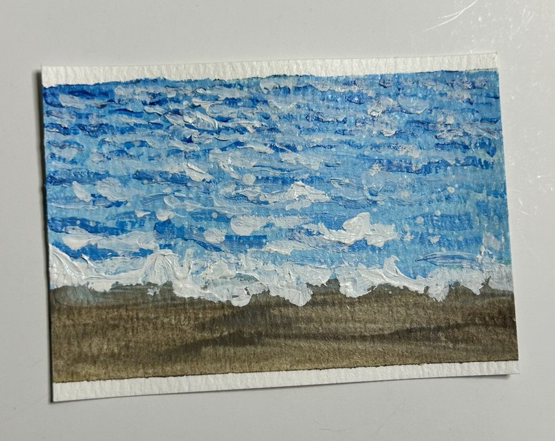 ACEO Original Acrylic Ocean View Painting Old Master Impressionist Inspired