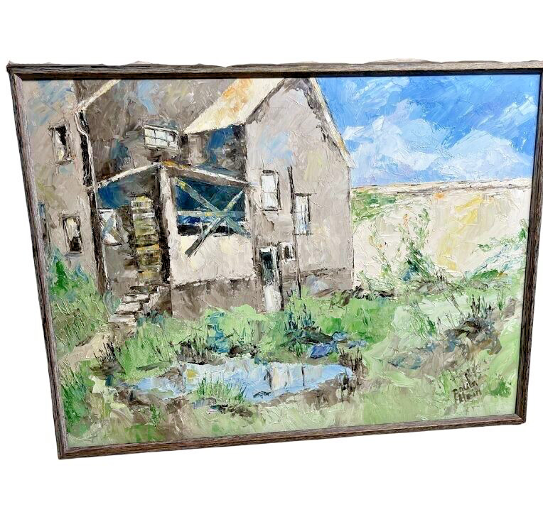 Original Hand Acrylic Painting on canvas ABANDONED HOUSE Framed 18 x 24" gallery