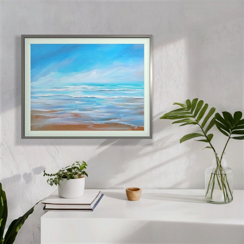 Original Painting on Canvas. Coastal Seascape. Ocean Art. Beach Landscape. 11x14 gallery
