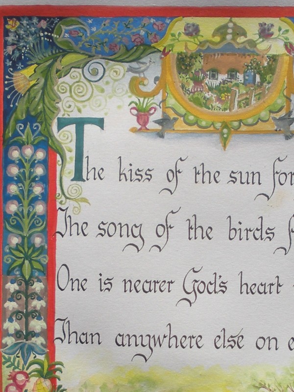 Hand-painted Illuminated manuscript ENGLISH GARDEN calligraphy - GARDENER GIFT gallery